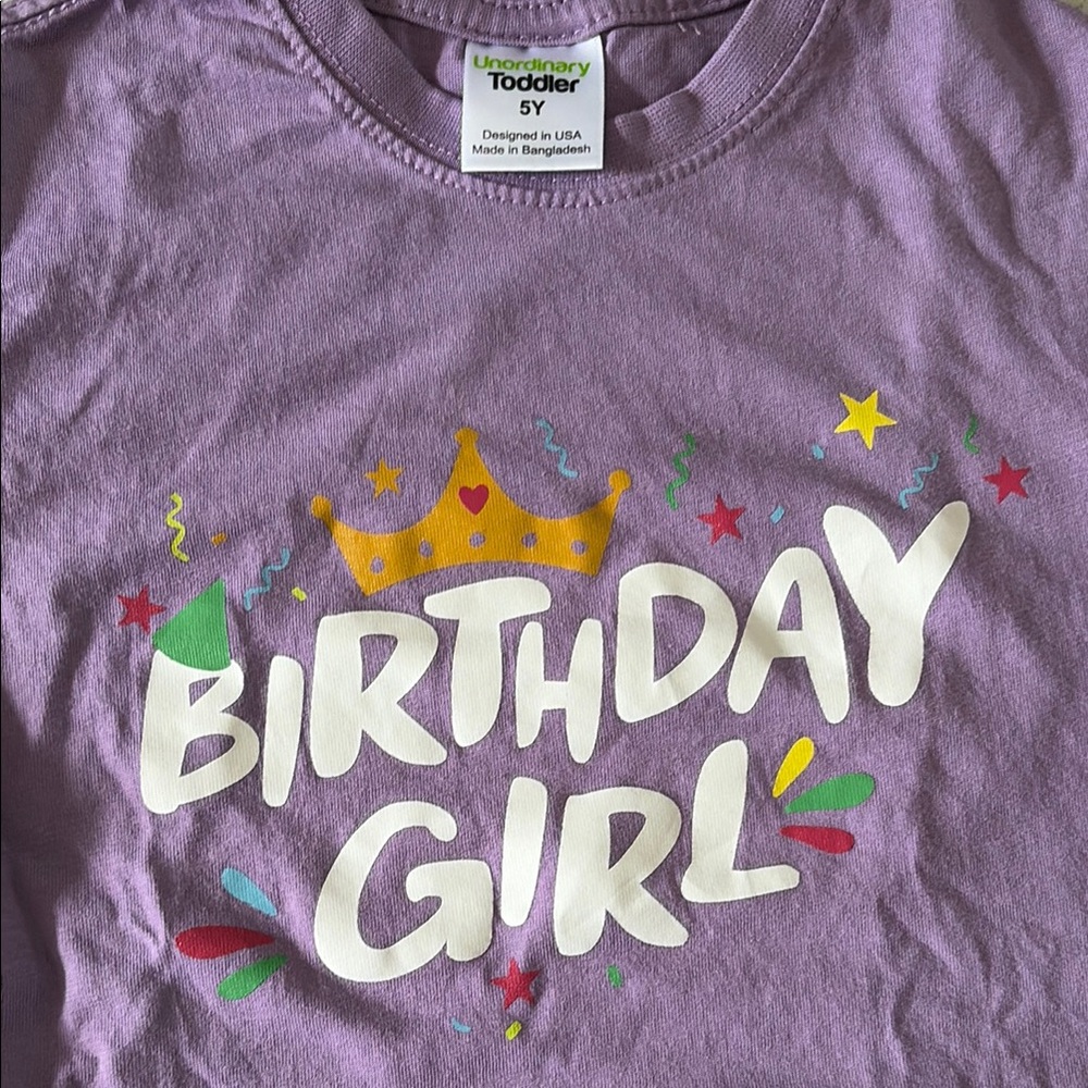 Toddler Purple "Birthday Girl" Graphic Tee - 5T Sale 3 for $20
